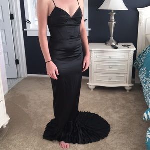 Just Cavalli black bustier long dress with train